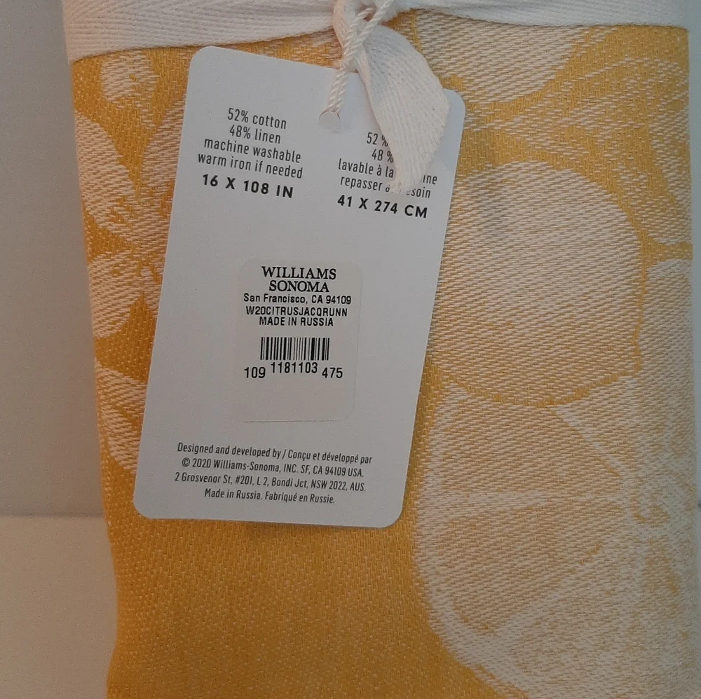 *Williams Sonoma Citrus Jacquard Linen Table Runner